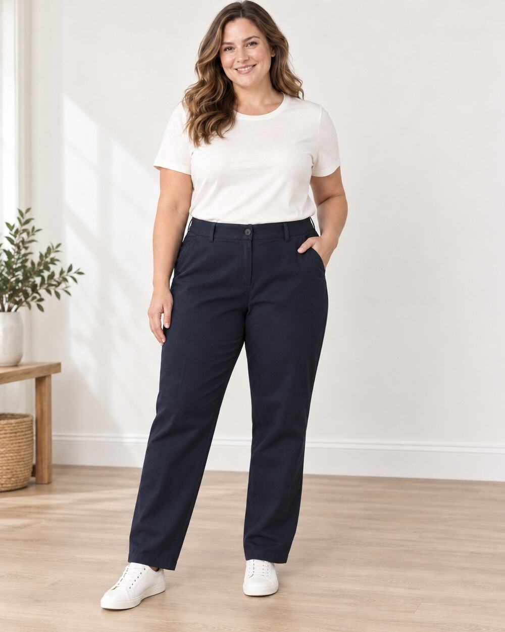 L.L.Bean Womens 18 Tall Navy Chino Pants NWT Original Fit Cotton Wrinkle Free